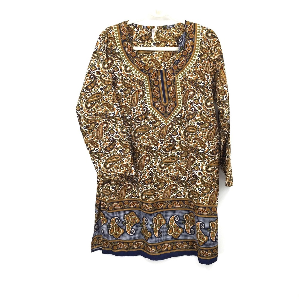 Ocean Breeze retro y2k tunic top‎ with glitter boho 70s modern hippy M